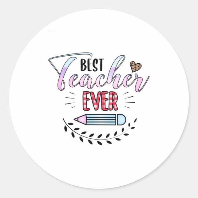Sticker Rond Journée de l'enseignant Meilleur enseignant jamais (Devant)