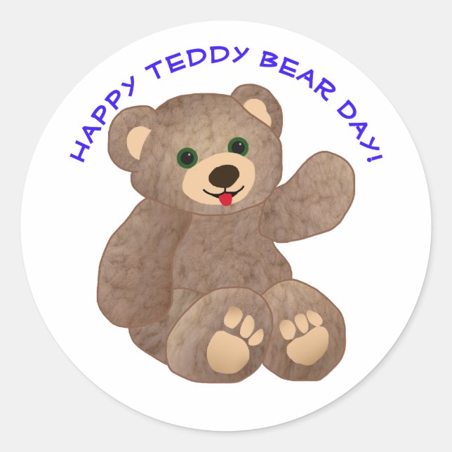 Sticker Rond Journée de l'ours en peluche (Devant)