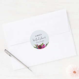 Sticker Rond Journée de mariage fleurie aquarelle bleu poudre
