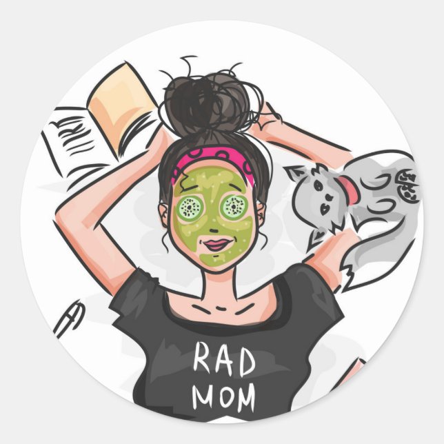 Sticker Rond Journée de repos de Rad Maman (Devant)