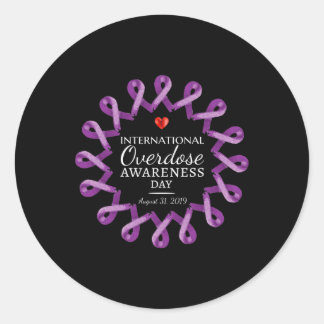 Sticker Rond Journée de sensibilisation à la surdose 2019 Ruban