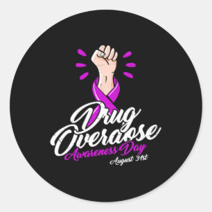 Sticker Rond Journée de sensibilisation à la surdose de drogue