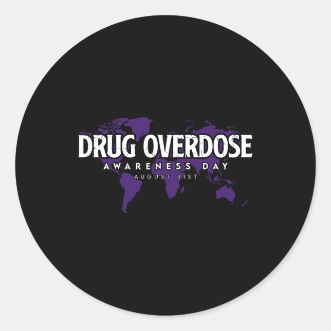 Sticker Rond Journée de sensibilisation à la surdose de drogue  (Devant)