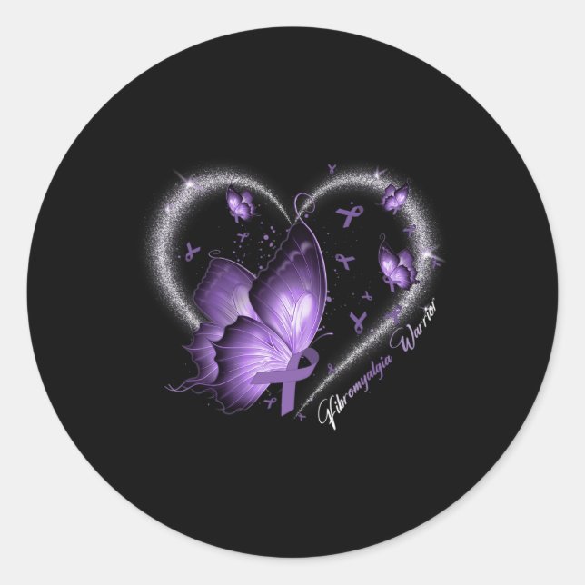 Sticker Rond Journée de sensibilisation Fibromyalgie Guerrier S (Devant)