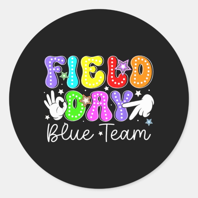 Sticker Rond Journee de terrain equipe bleue que les jeux comme (Devant)