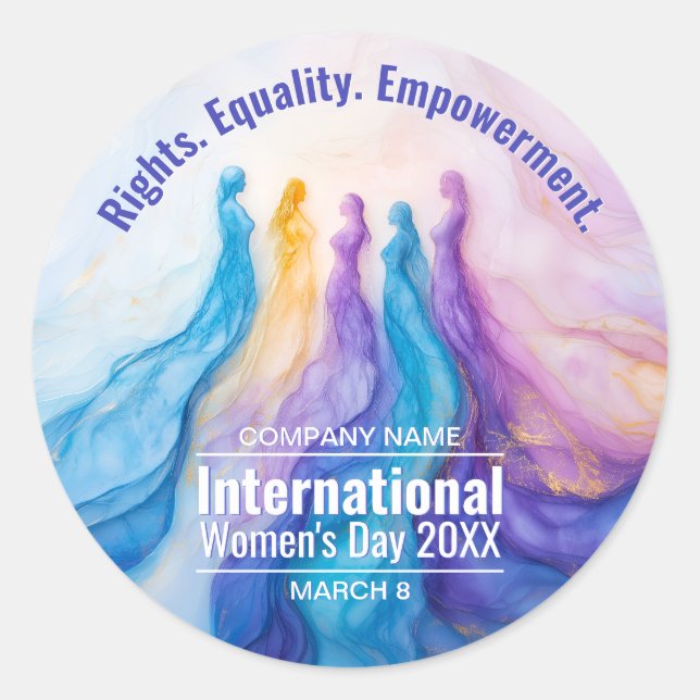 Sticker Rond Journée des femmes de l'aquarelle Abstraite (Devant)