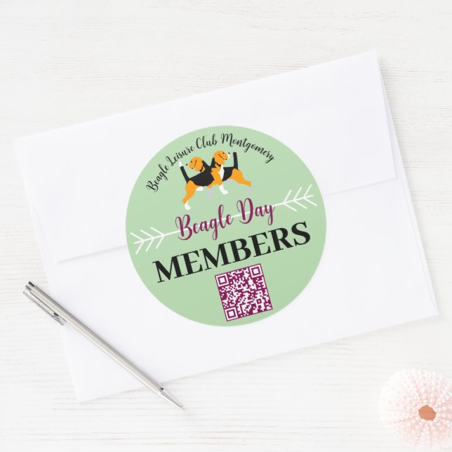 Sticker Rond Journée d'expédition par les chiens Beagle (Enveloppe)