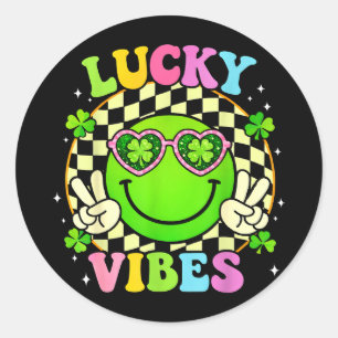 Sticker Rond Journee groovy st patricks chanceuse vibes shamroc