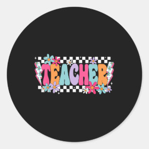 Sticker Rond Journée heureuse de professeur Premier jour d'écol