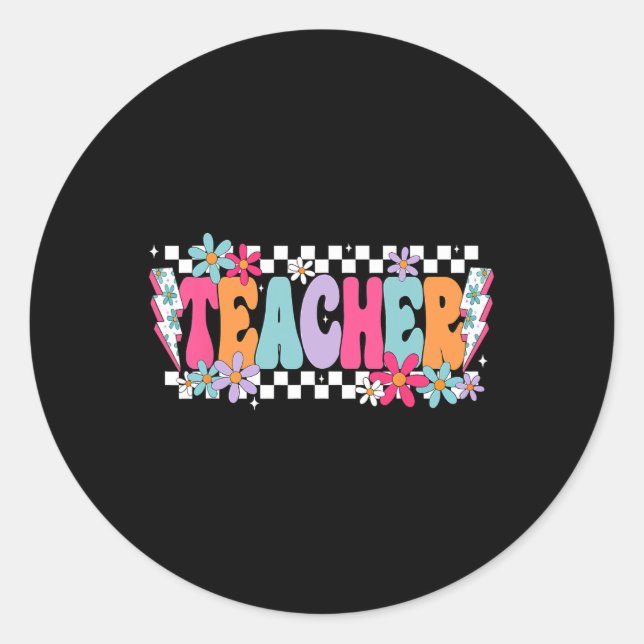 Sticker Rond Journée heureuse de professeur Premier jour d'écol (Devant)