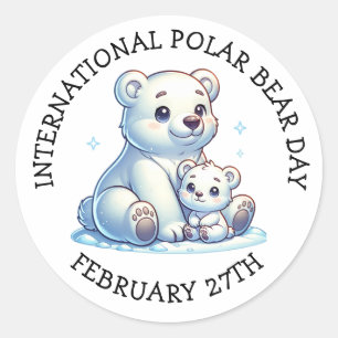 Sticker Rond Journée internationale de l'ours polaire - 27 févr