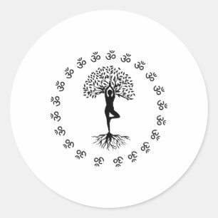 Sticker Rond Journee Internationale de Yoga Tee Om Meditation E