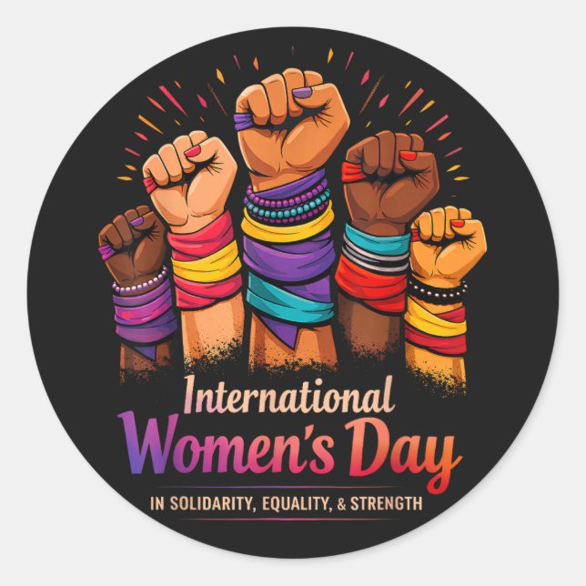 Sticker Rond Journée internationale des femmes 8 mars (Devant)