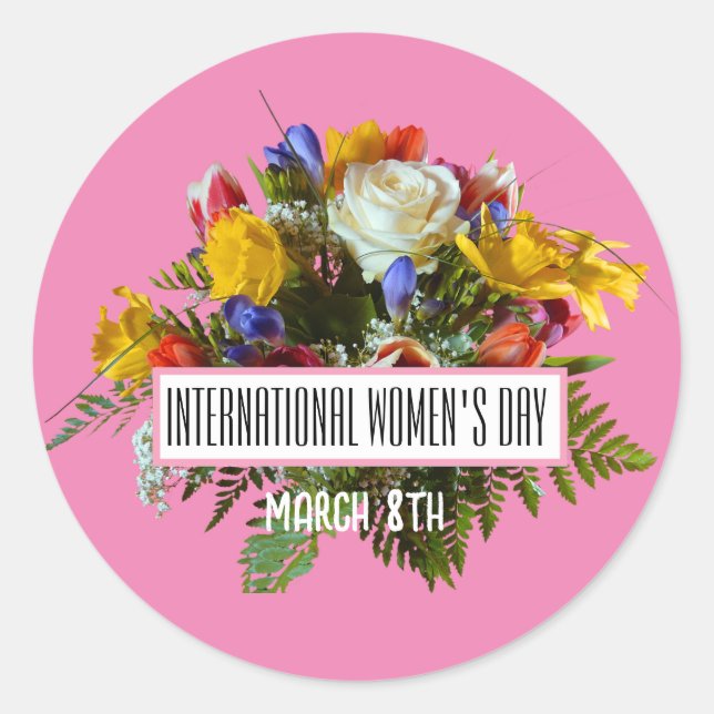 STICKER ROND JOURNÉE INTERNATIONALE DES FEMMES 8 MARS (Devant)