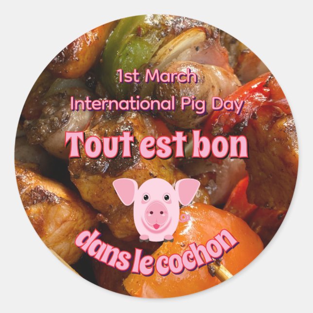Sticker Rond Journée internationale du porc (Devant)