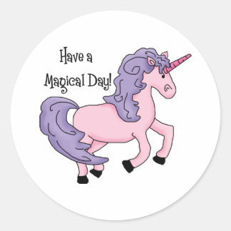Sticker Rond Journée magique Unicorn Tee - shirts et cadeaux