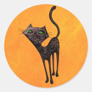 Sticker Rond Journée mexicaine noire du chat mort