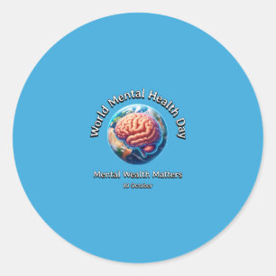 Sticker Rond Journée mondiale de la santé mentale. La Santé Men
