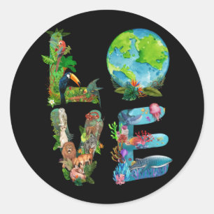 Sticker Rond Journée Mondiale Des Animaux Love Chemise Protecti