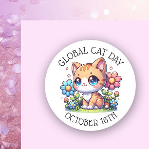 Sticker Rond Journée mondiale des chats 16 octobre