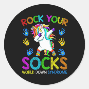 Sticker Rond Journée Mondiale Du Syndrome En Bas Pour Garçon En