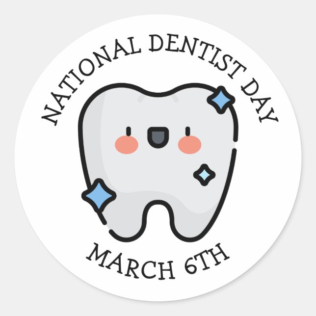 Sticker Rond Journée nationale des dentistes | 6 mars (Devant)