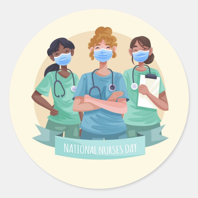 Sticker Rond Journée nationale des infirmières et infirmiers /  (Devant)