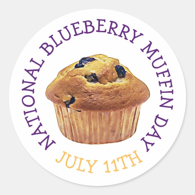 Sticker Rond Journée nationale du muffin aux bleuets juillet Ma (Devant)