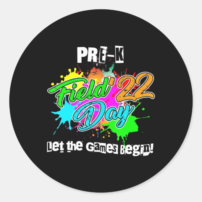 Sticker Rond Journée pré-K Field Day 2022 Laisser les Jeux comm (Devant)