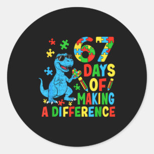 Sticker Rond Journées de différence Dinosaur Autism Enseignant