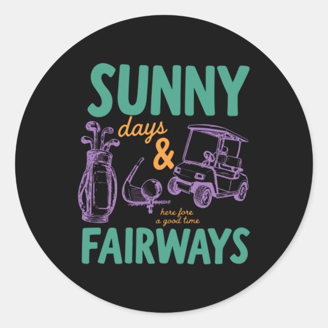 Sticker Rond Journées Ensoleillées Et Conceptions De Fairways (Devant)