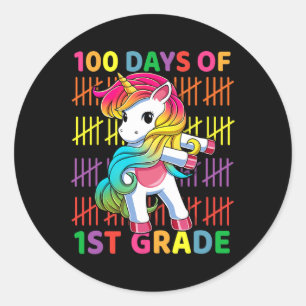Sticker Rond Jours De 1Ème Année Unicorne Flossing 100Ème Jour
