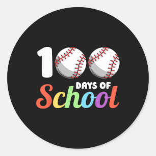 Sticker Rond Jours De Baseball Scolaire 100e Jour Étudiants Gar