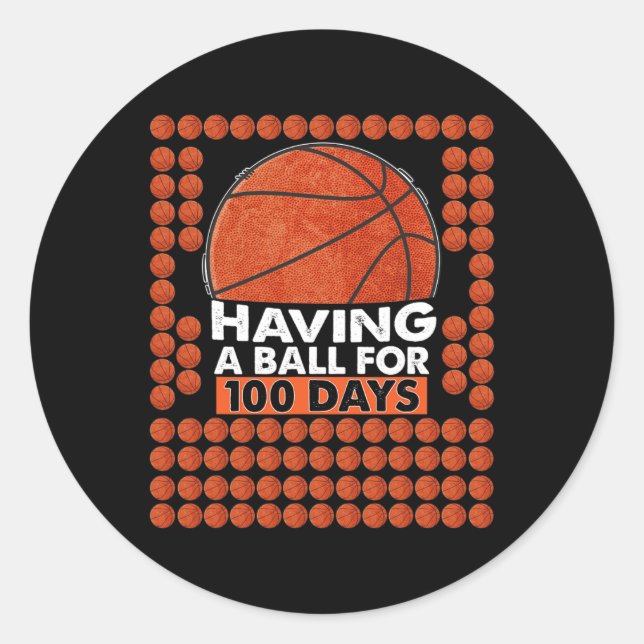 Sticker Rond Jours De Basketball Scolaire 100E Jour Ballons Pou (Devant)