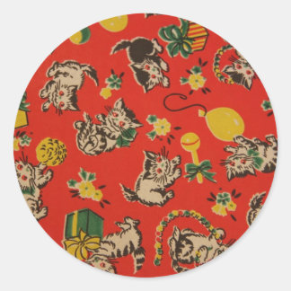 Sticker Rond Jours de jeu de chats Kitty vintage