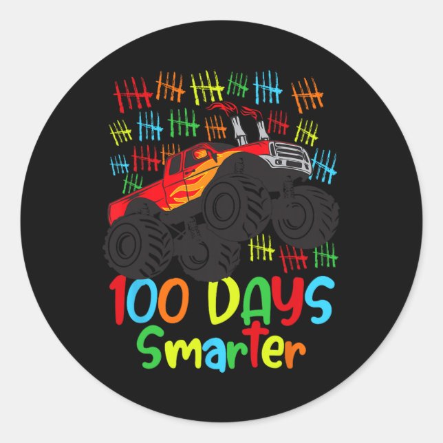 Sticker Rond Jours De L'École Maternelle Smarter Boys Monster T (Devant)