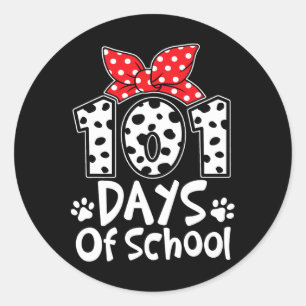 Sticker Rond Jours De L'École Mignonne Chien Heureux 100e Jour