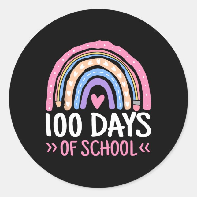 Sticker Rond Jours De L'Enseignant Enfants 100e Jour De L'École (Devant)