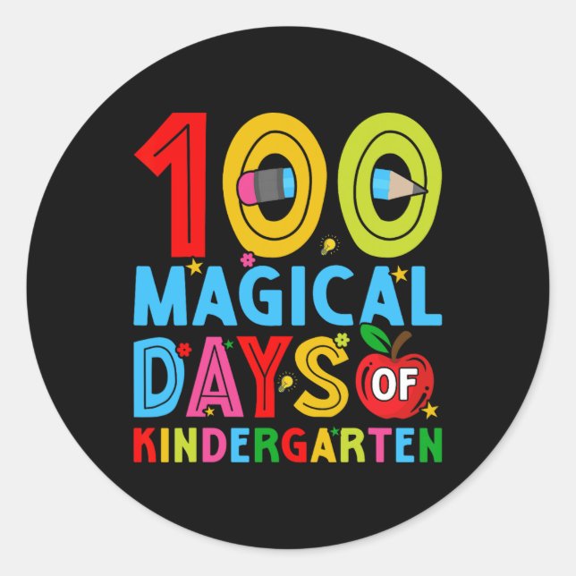 Sticker Rond Jours De Maternelle Joyeux 100E Jour De L'École (Devant)