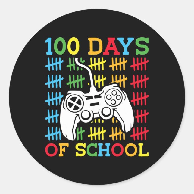 Sticker Rond Jours D'École Jeux Vidéo Contrôleur Jeux Enfants (Devant)
