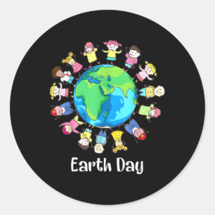Sticker Rond Jours des terres Enfants autour du monde Sauvez