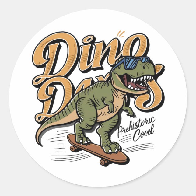 Sticker Rond Jours Dino (Devant)