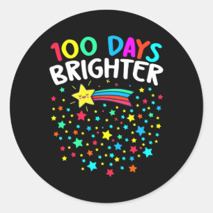 Sticker Rond Jours Plus Brighter Joyeux 100 Jours D'Enseignants