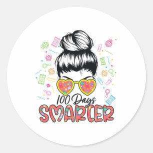 Sticker Rond Jours Plus Intelligentes 100ème Jour D'école Fille