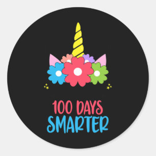 Sticker Rond Jours Smarter 100ème Jour De L'École Unicorne Fill