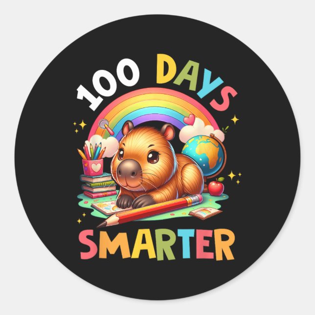 Sticker Rond Jours Smarter Capybara Enseignant Enfants 100e Jou (Devant)