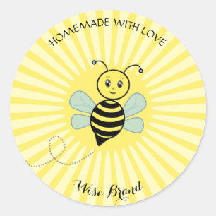 Sticker Rond Joy Bee et Sun Rays fait maison