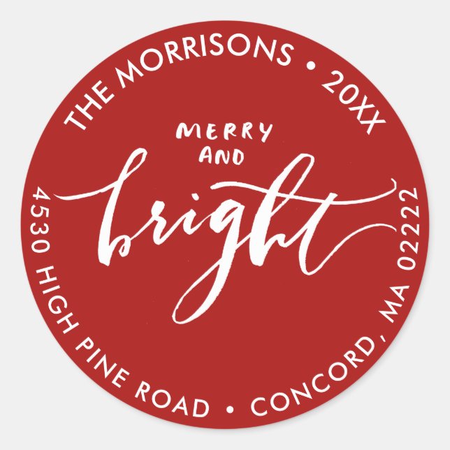 Sticker Rond Joy Bright Christmas Adresse Enveloppe Sceau (Devant)