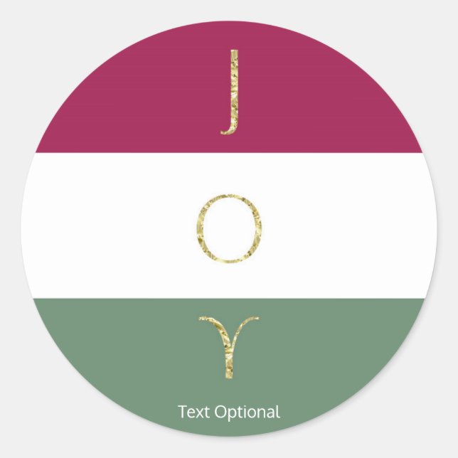 Sticker Rond JOY Gold Sparkle Bloc de couleur Holiday Custom Pa (Devant)
