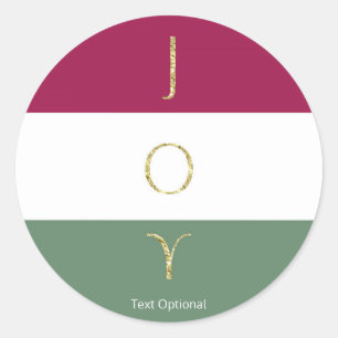 Sticker Rond JOY Gold Sparkle Bloc de couleur Holiday Custom Pa